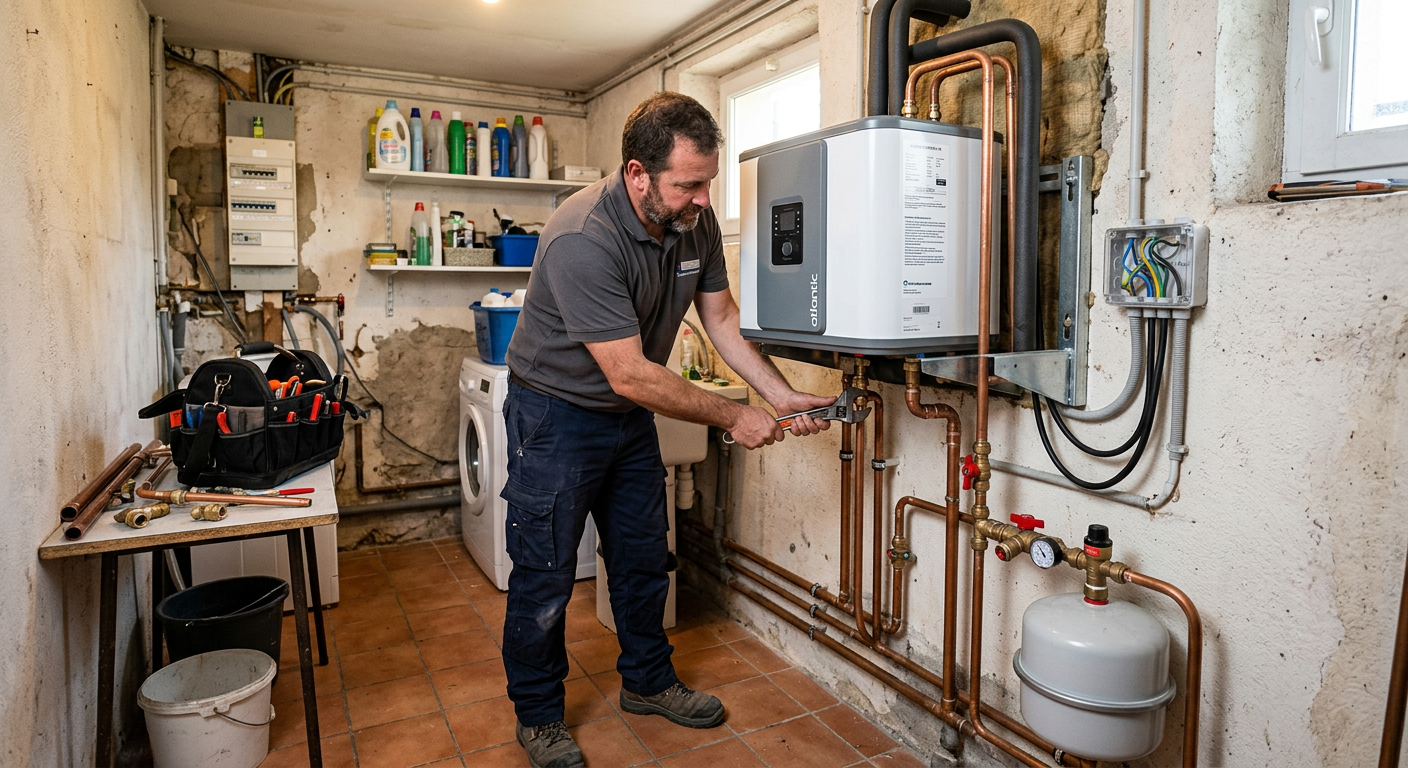 Pose de chauffe-eau thermodynamique par un plombier à Montreuil